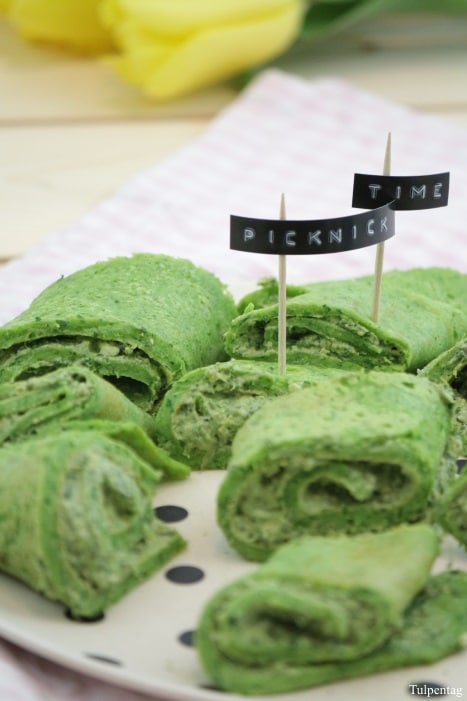 Pfannkuchen Rezept Rucola Basilikum vegetarisch