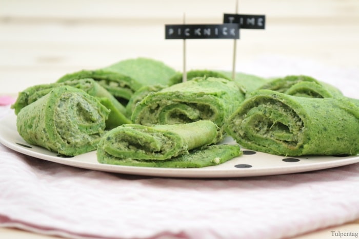 Pfannkuchen Rezept Rucola Basilikum vegetarisch