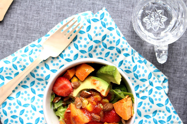 Süßkartoffelsalat Süßkartoffeln Salat Erdbeeren Avocado Sommer