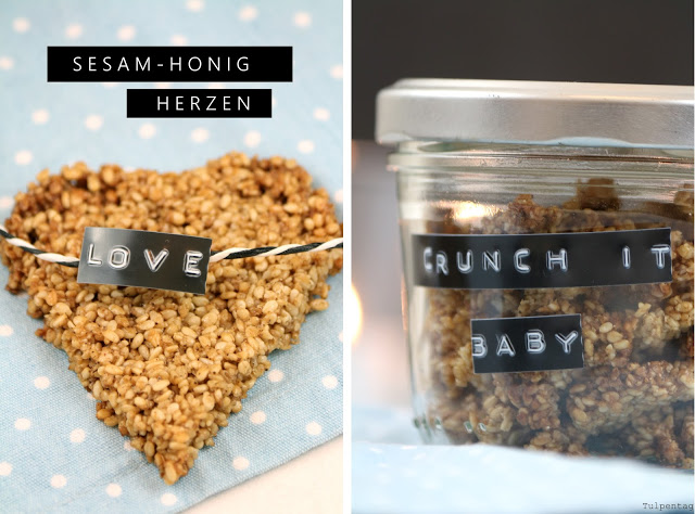 Müsli crunchy Sesam Honig Kekse Cookies Herzen verschenken
