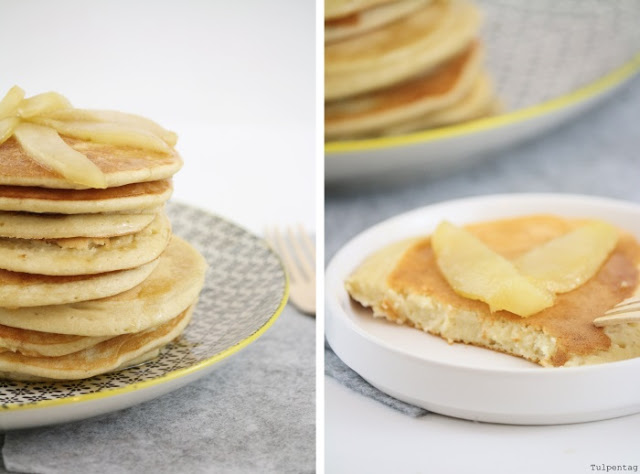 Gesunde-Dinkel-Pancakes-mit-karamellisierten-Birnen