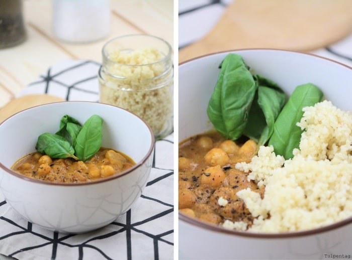 Kichererbsen-Curry mit Couscous - Tulpentag. Schnelle Rezepte.