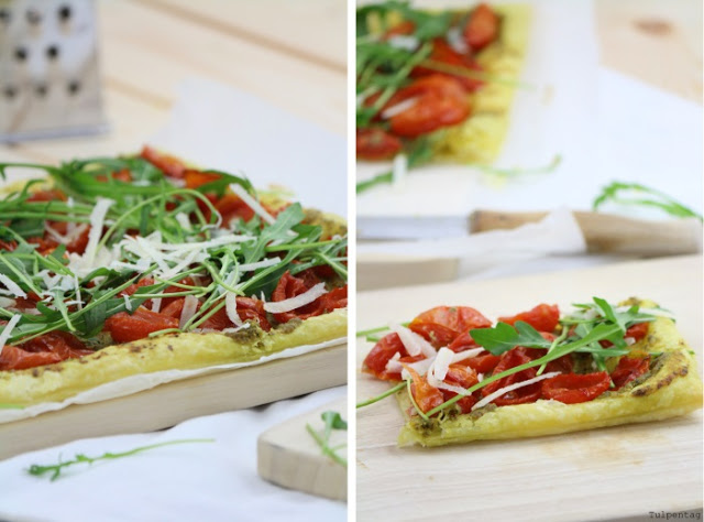 tarte rucola blaetterteig parmesan tomaten rezept