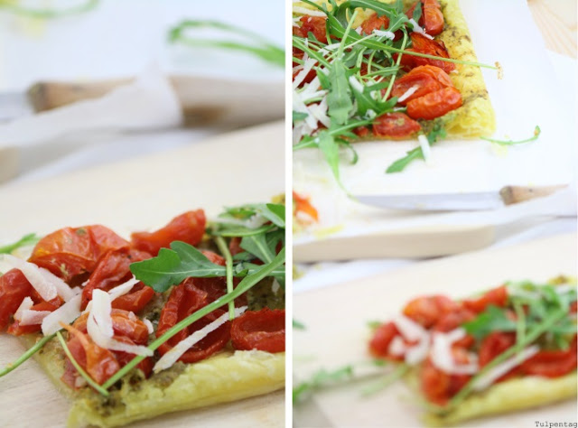 tarte rucola blaetterteig parmesan tomaten rezept