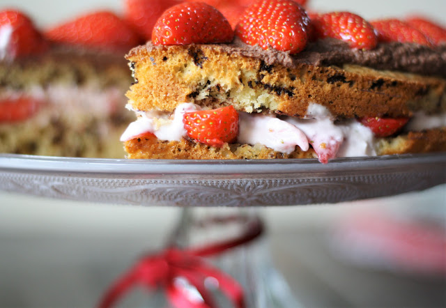 Erdbeertorte mit Schokoladensahne und Erdbeerquark