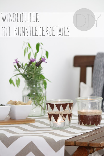 windlichter einmachglas diy kunstleder balkon licht kerzen sommer
