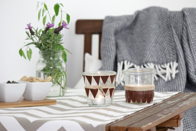 windlichter einmachglas diy kunstleder balkon licht kerzen sommer