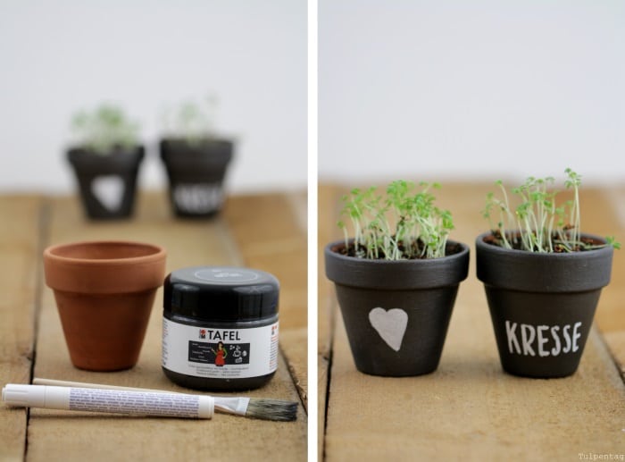 DIY Kräutertöpfe Geschenk Tafellack Tafelfarbe selbermachen