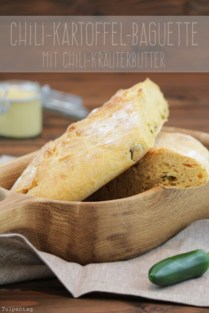 Rustikales Chili-Kartoffel-Baguette mit Knoblauch-Chilibutter ...