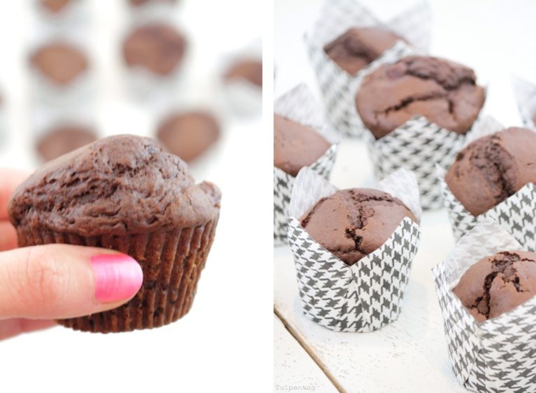 Schoko-Kirsch-Muffins - Schnelle vegetarische Rezepte.