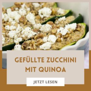 Vegetarische gefüllte Zucchini mit Quinoa, Feta und Walnüssen aus dem Ofen