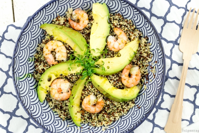 Bowl Rezept Quinoa Trend Schüssel Gericht Shrimps Avocado gesund