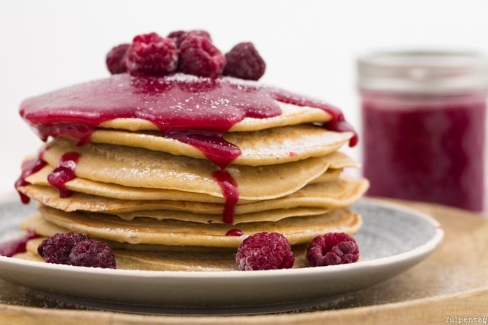 Himbeer-Curd Rezept Zimt Pancakes Curd süß Pfannkuchen