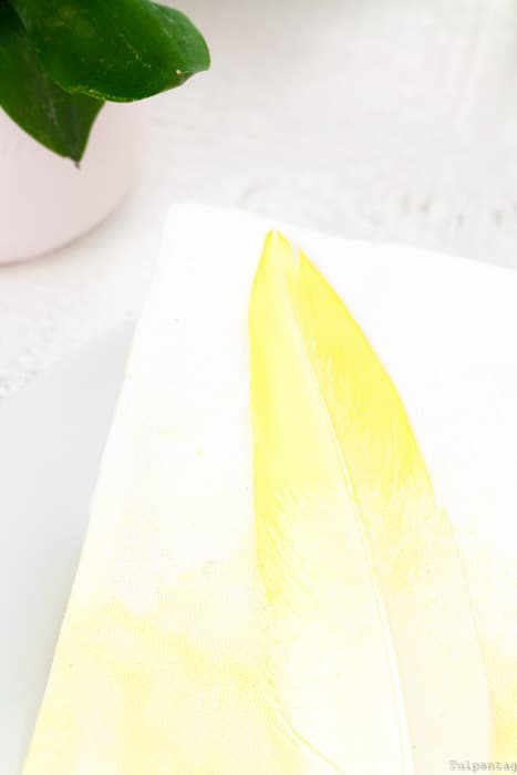 Servietten färben Federn DIY Pastell aquarell