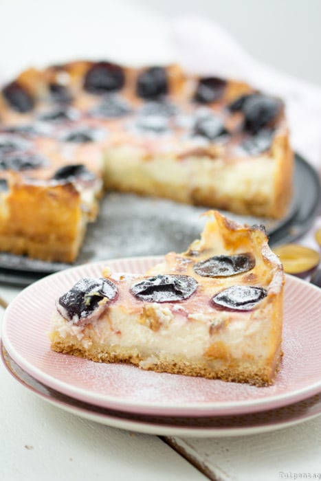 Pudding-Schmand-Kuchen mit Zwetschgen - Tulpentag. Schnelle Rezepte.