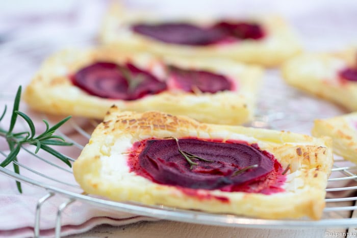 Rote Bete Blätterteig Ziegenkäse Gemüse vegetarisch Rezept schnell