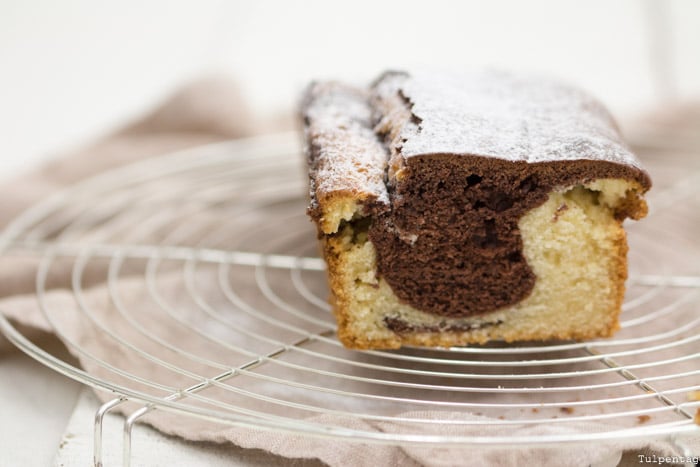 Marmorkuchen Rührkuchen Rezept ohne Ei. Kuchen backen ohne Eier.
