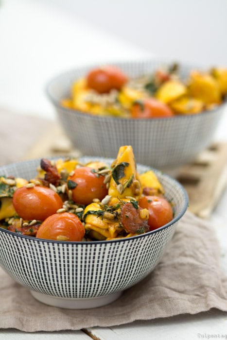 Tortellini schnell Pfanne Pfannengericht Chorizo Tortellini-Pfanne Spinat Tomaten