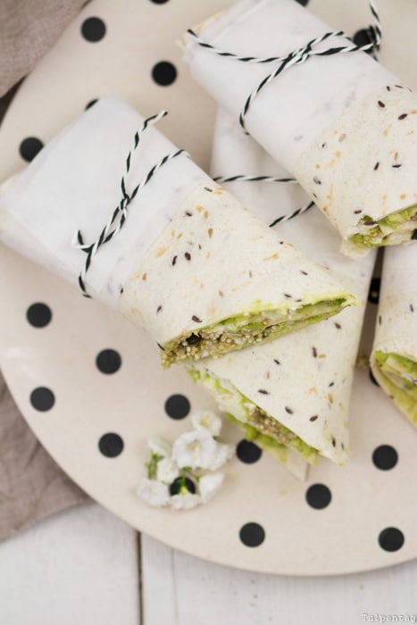 Vegetarische Wraps Tortillas Rezept schnell einfach Avocado Feta Quinoa