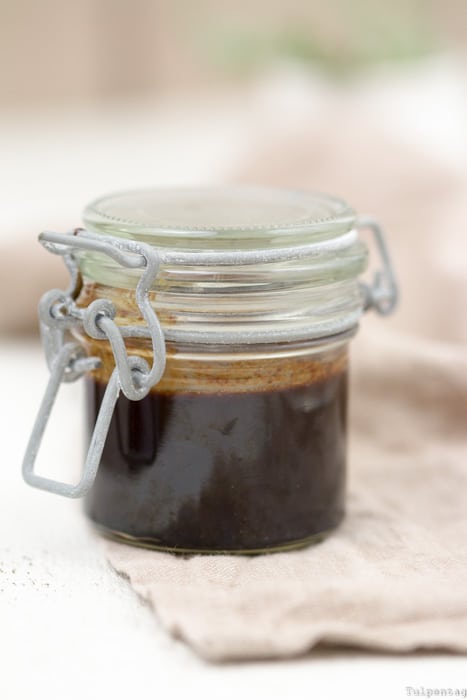 Bärlauchpesto Walnüsse Baguette Ziegenkäse Schokoladen-Balsamico Sauce vegetarisch Rezept