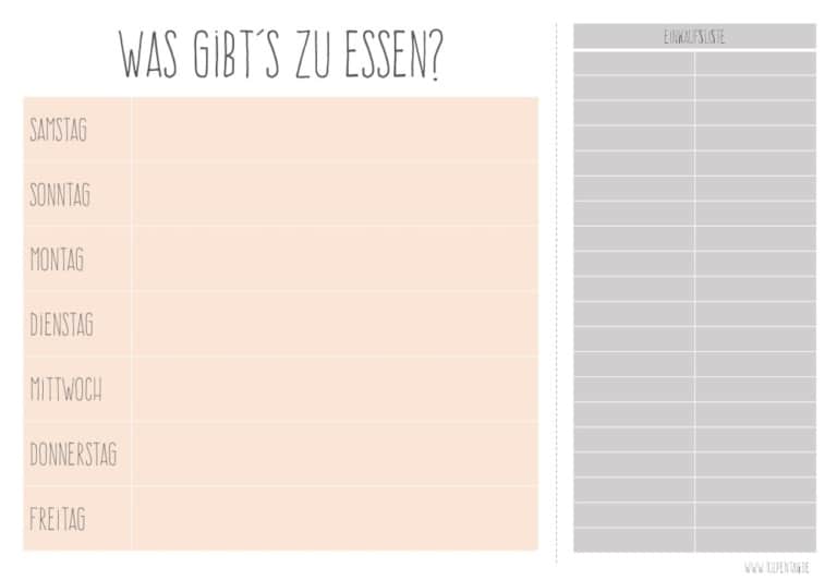 Wochenplan - Rezepte für die Woche planen