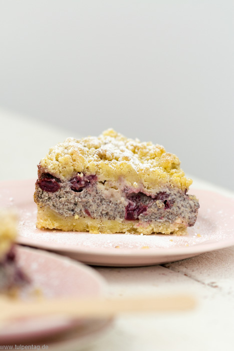 Streuselkuchen mit Mohn, Quark und Kirschen/Schattenmorellen. #mohnkuchen #streusel #kuchen #einfach 