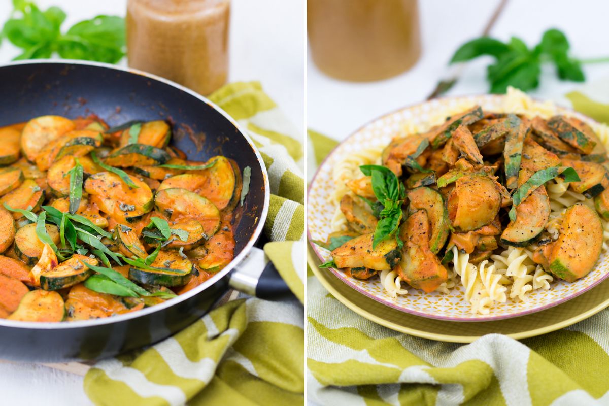 Schnelle Zucchini-Pasta mit cremiger Sauce und Nudeln als einfaches Feierabendgericht