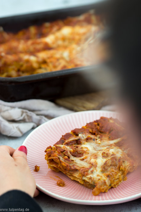 Vegetarische Rote-Linsen-Lasagne - Schnelle vegetarische Rezepte.