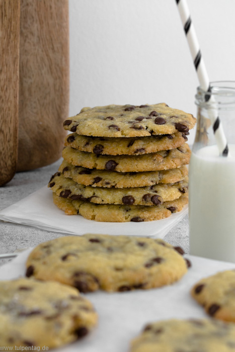 Salted Chocolate Chip Cookies. Einfaches und schnelles Rezept für Kekse mit Schokolade.