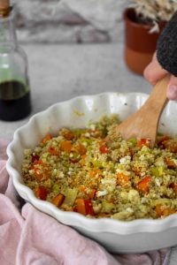 Vegetarischer Kürbis-Feta-Auflauf mit Couscous Herbstrezept
