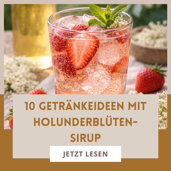 Ideen für Getränke mit Holunderblütensirup im Sommer. Alle ohne Alkohol