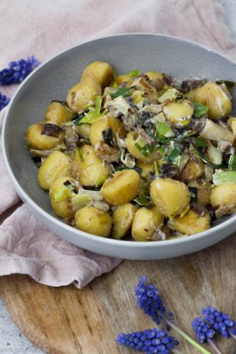 Gnocchi mit Lauch und Pilzen